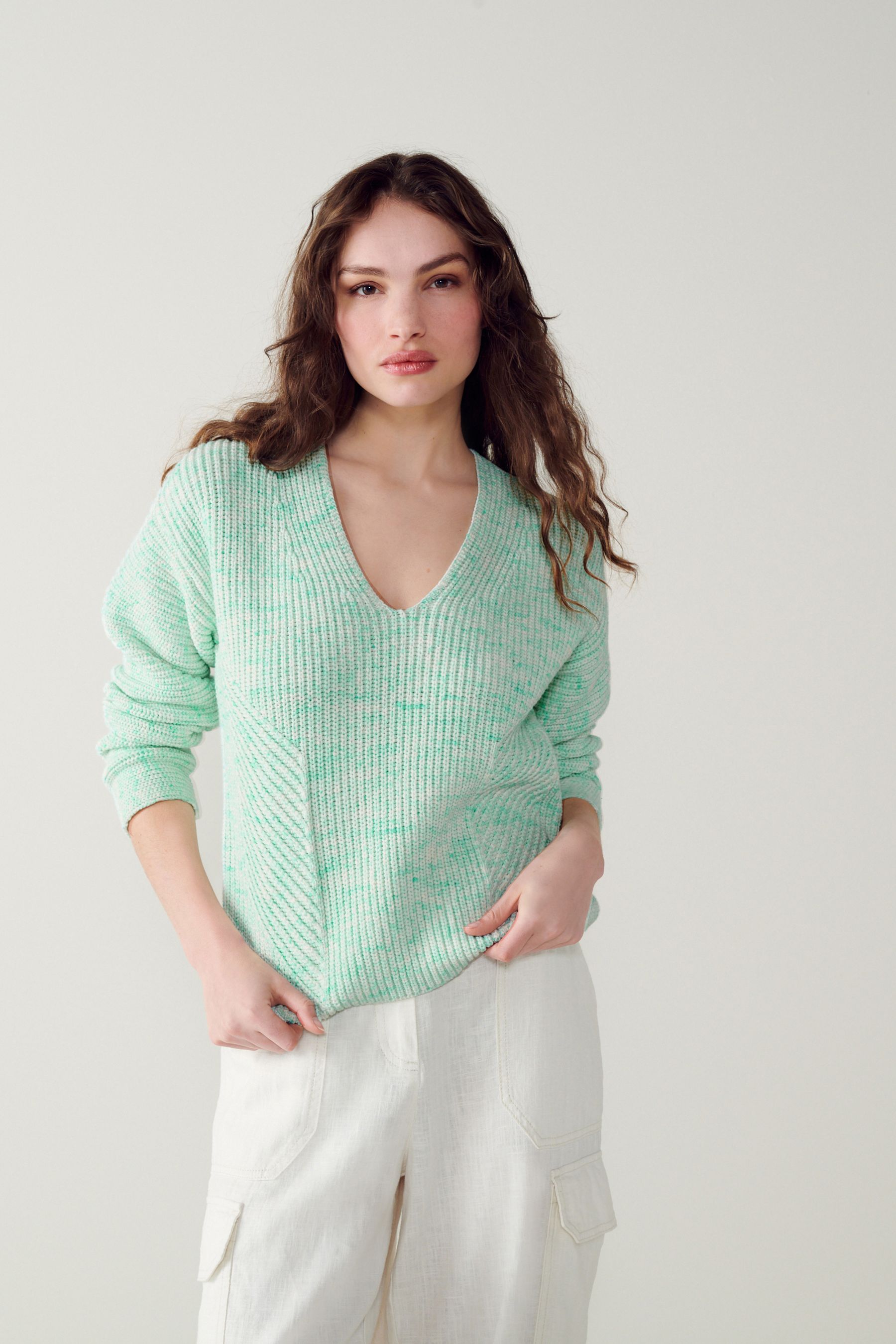 Buy Blue Stitchy V Neck Jumper from Next Luxembourg