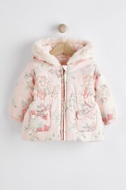 Pink Floral Hooded Padded Baby Jacket (0mths-2yrs) - Image 1 of 8