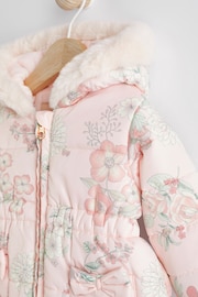 Pink Floral Hooded Padded Baby Jacket (0mths-2yrs) - Image 3 of 8
