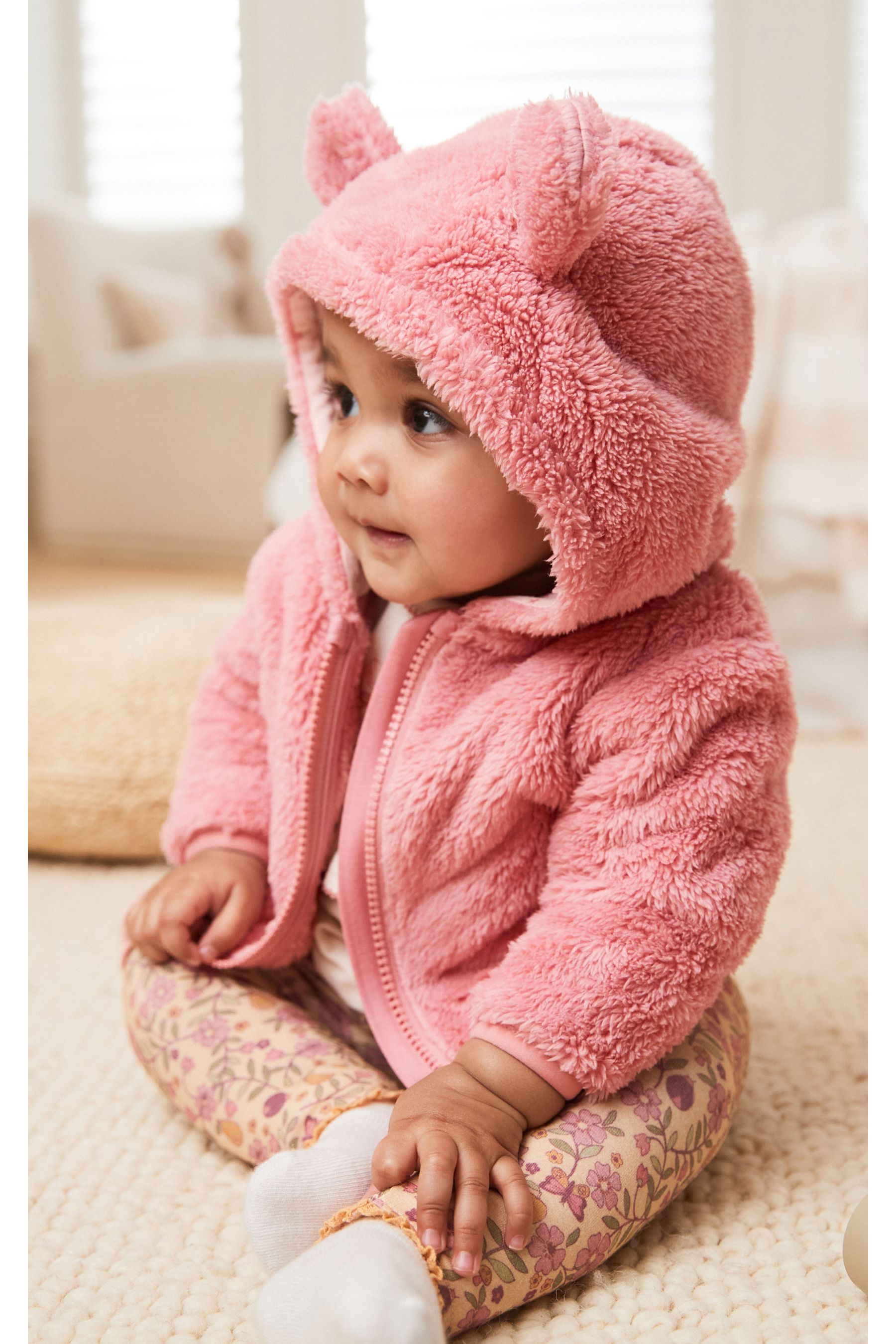 Buy Pink Baby Cosy Teddy Borg Fleece Bear Jacket 0mths 2yrs from Next Luxembourg
