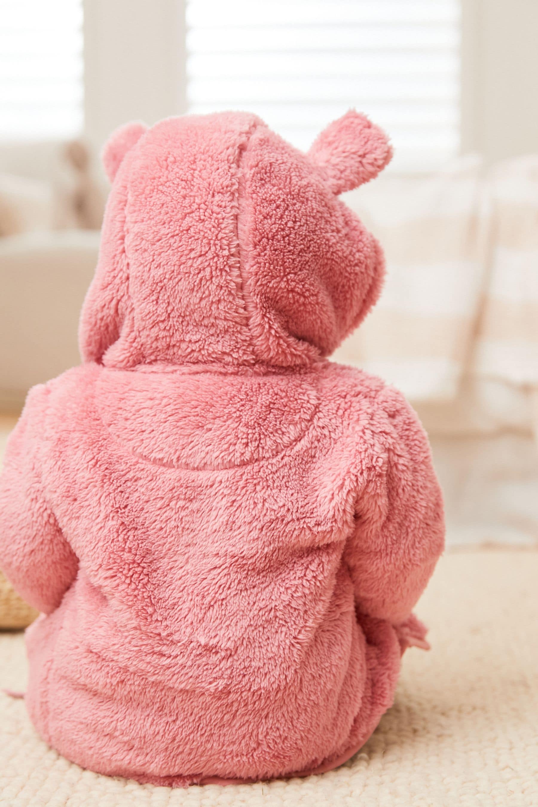 Pink Baby Cosy Teddy Borg Fleece Bear Jacket 0mths 2yrs