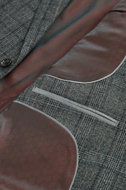 Grey Slim Fit Signature Check Suit: Jacket - Image 10 of 12
