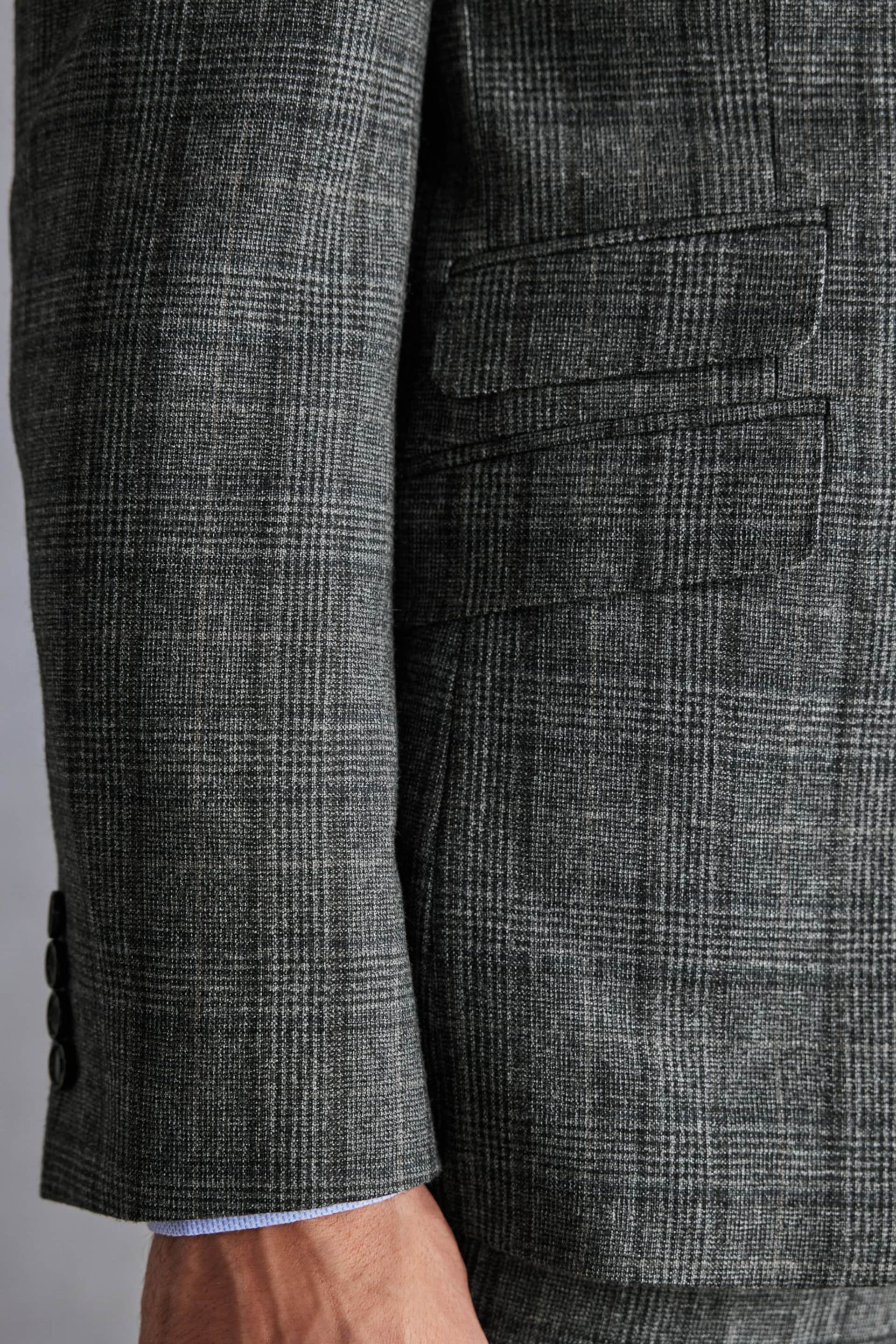 Grey Slim Fit Signature Check Suit: Jacket - Image 5 of 12