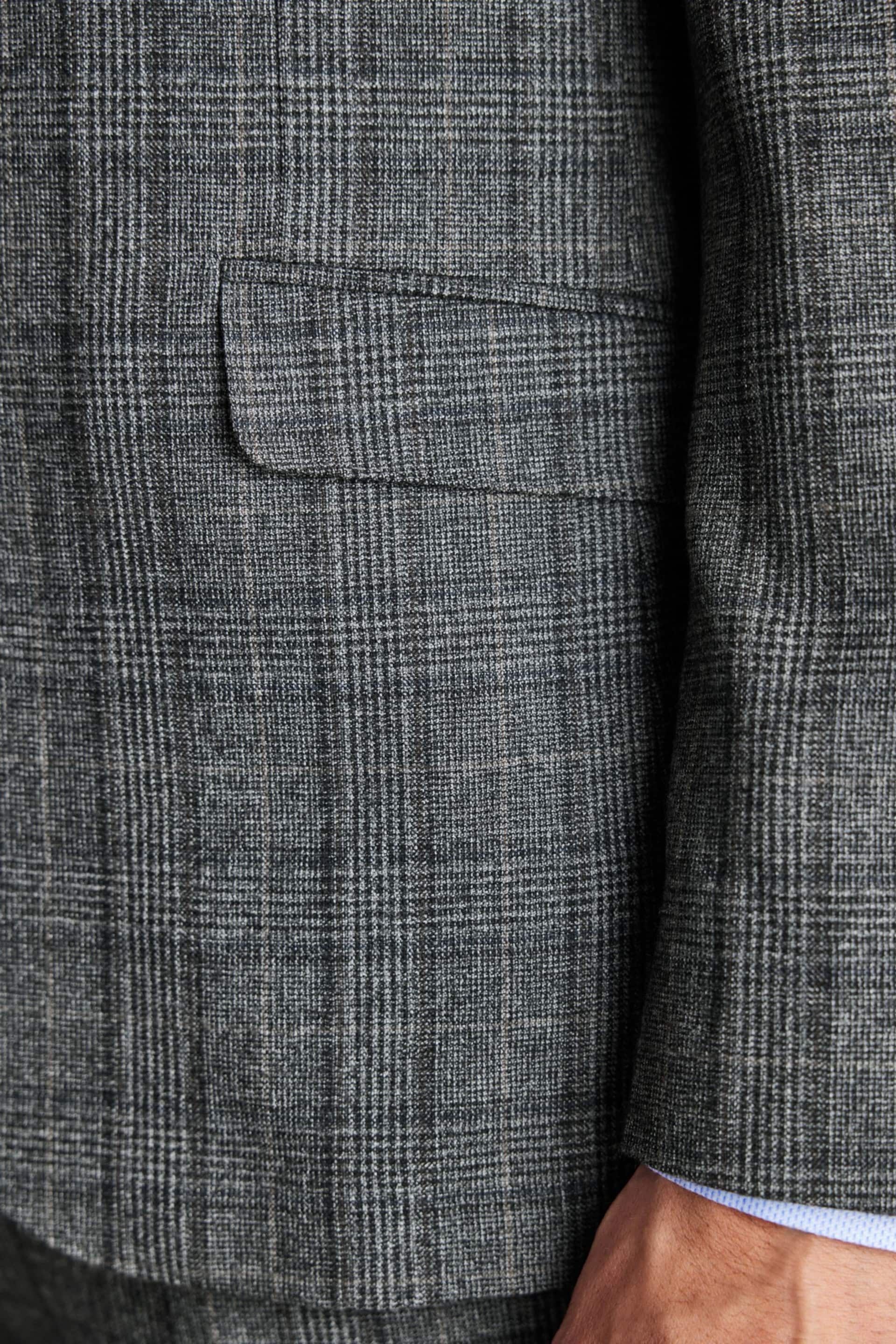 Grey Slim Fit Signature Check Suit: Jacket - Image 6 of 12
