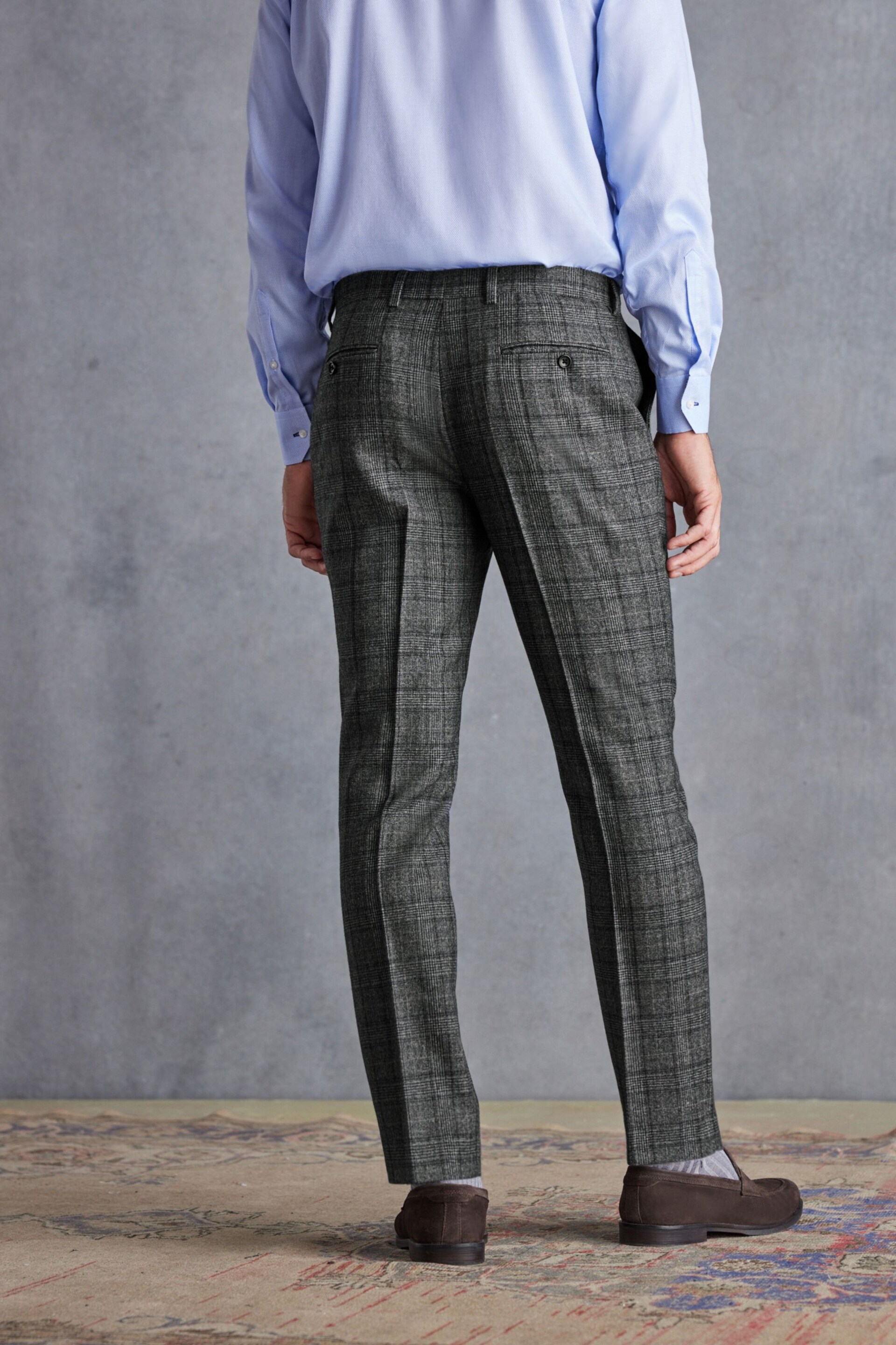 Grey Slim Fit Signature Check Suit Trousers - Image 3 of 10