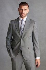 Grey Tailored Fit Signature Wool Textured Suit Jacket - Image 1 of 13
