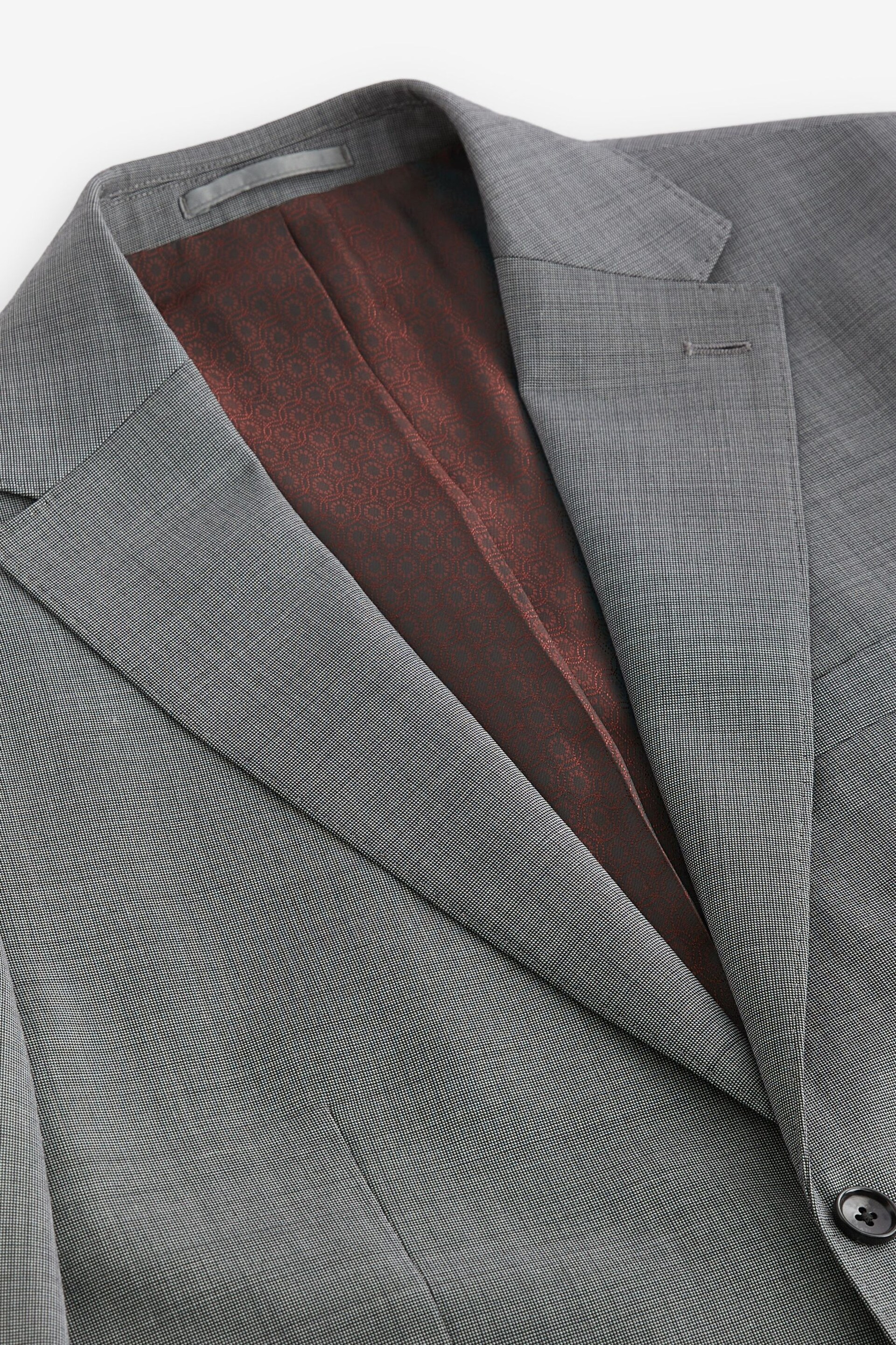 Grey Tailored Fit Signature Wool Textured Suit Jacket - Image 10 of 13