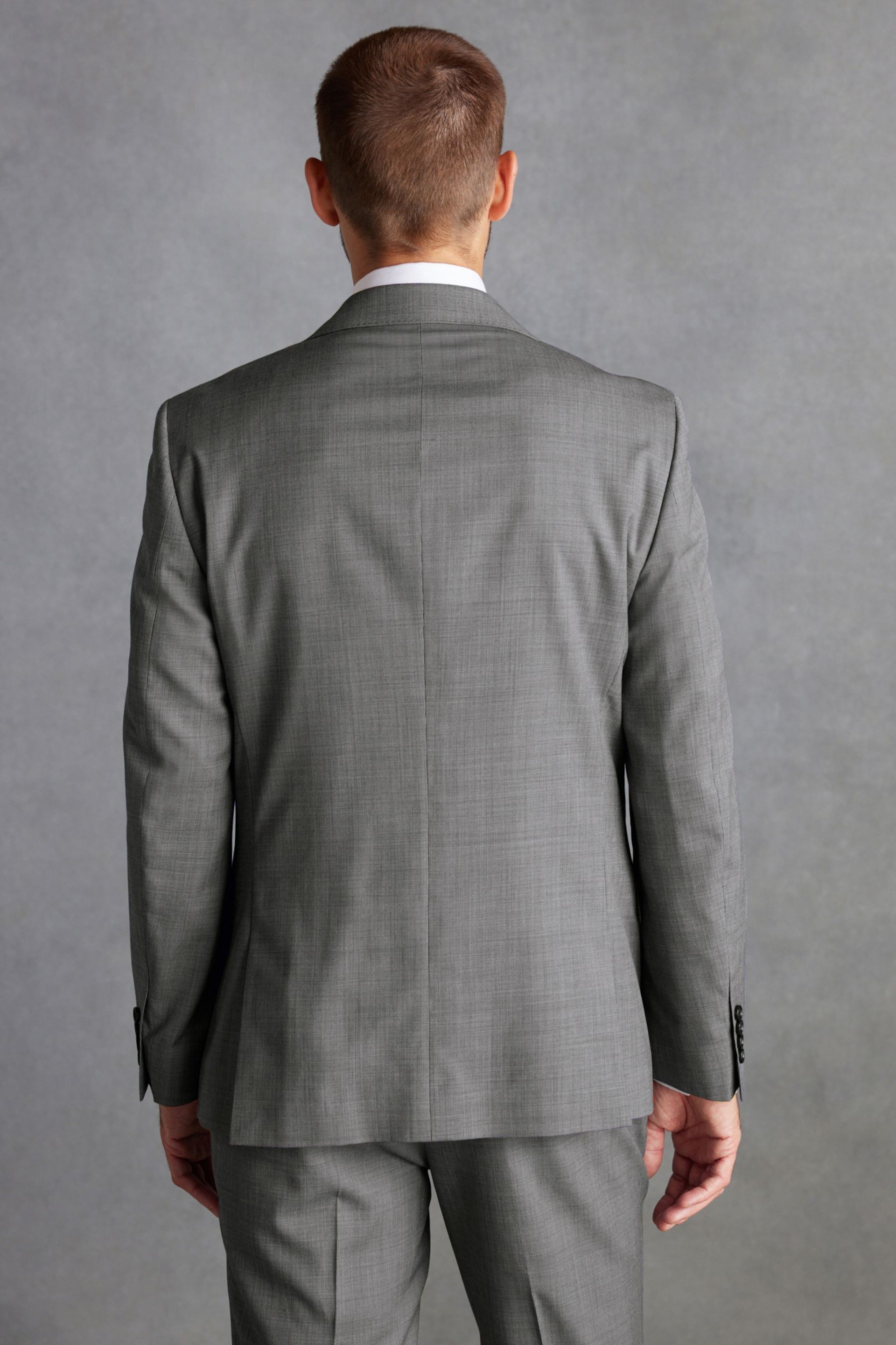 Grey Tailored Fit Signature Wool Textured Suit Jacket - Image 3 of 13