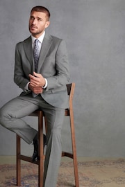Grey Tailored Fit Signature Wool Textured Suit Jacket - Image 5 of 13