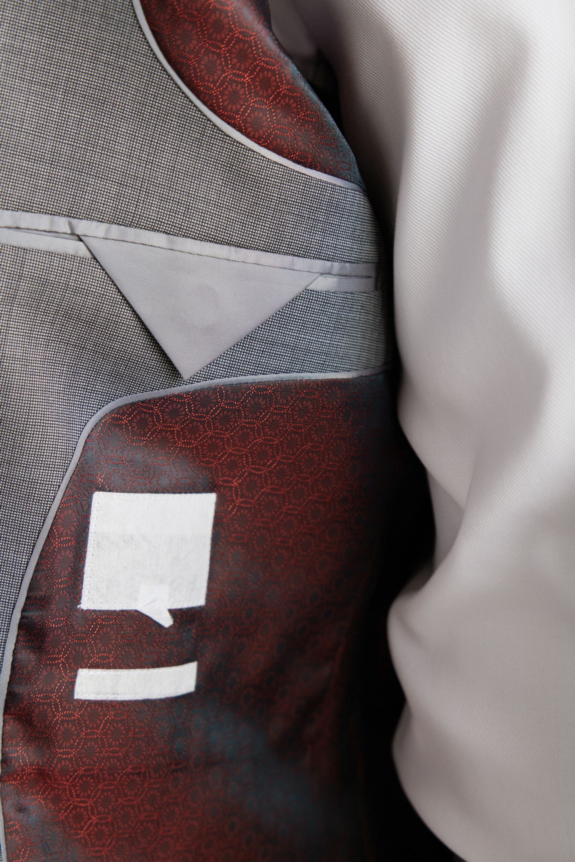 Grey Tailored Fit Signature Wool Textured Suit Jacket - Image 7 of 13