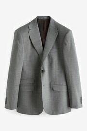 Grey Tailored Fit Signature Wool Textured Suit Jacket - Image 8 of 13