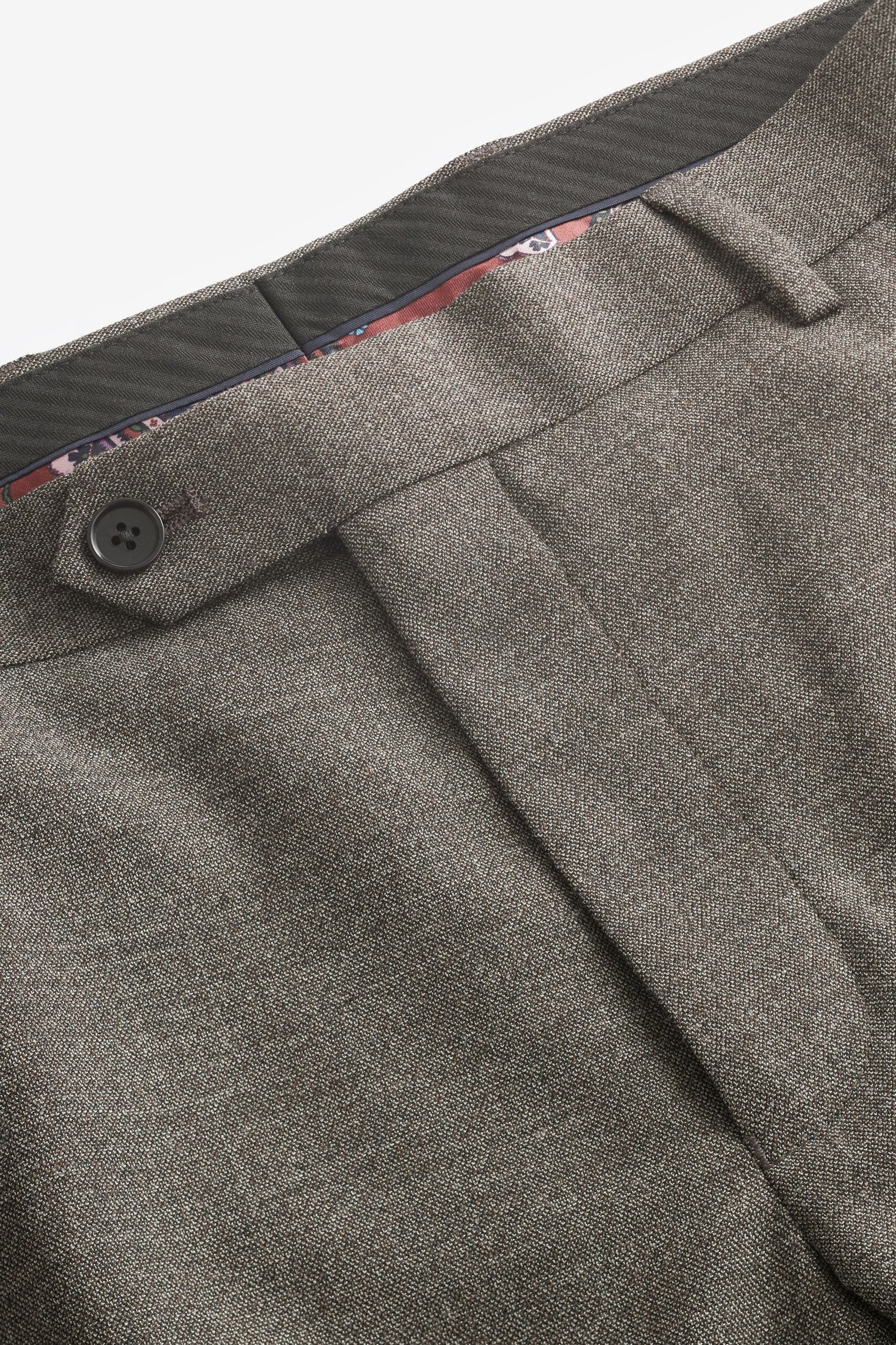 Taupe Slim Wool Blend Textured Suit: Trousers - Image 8 of 11