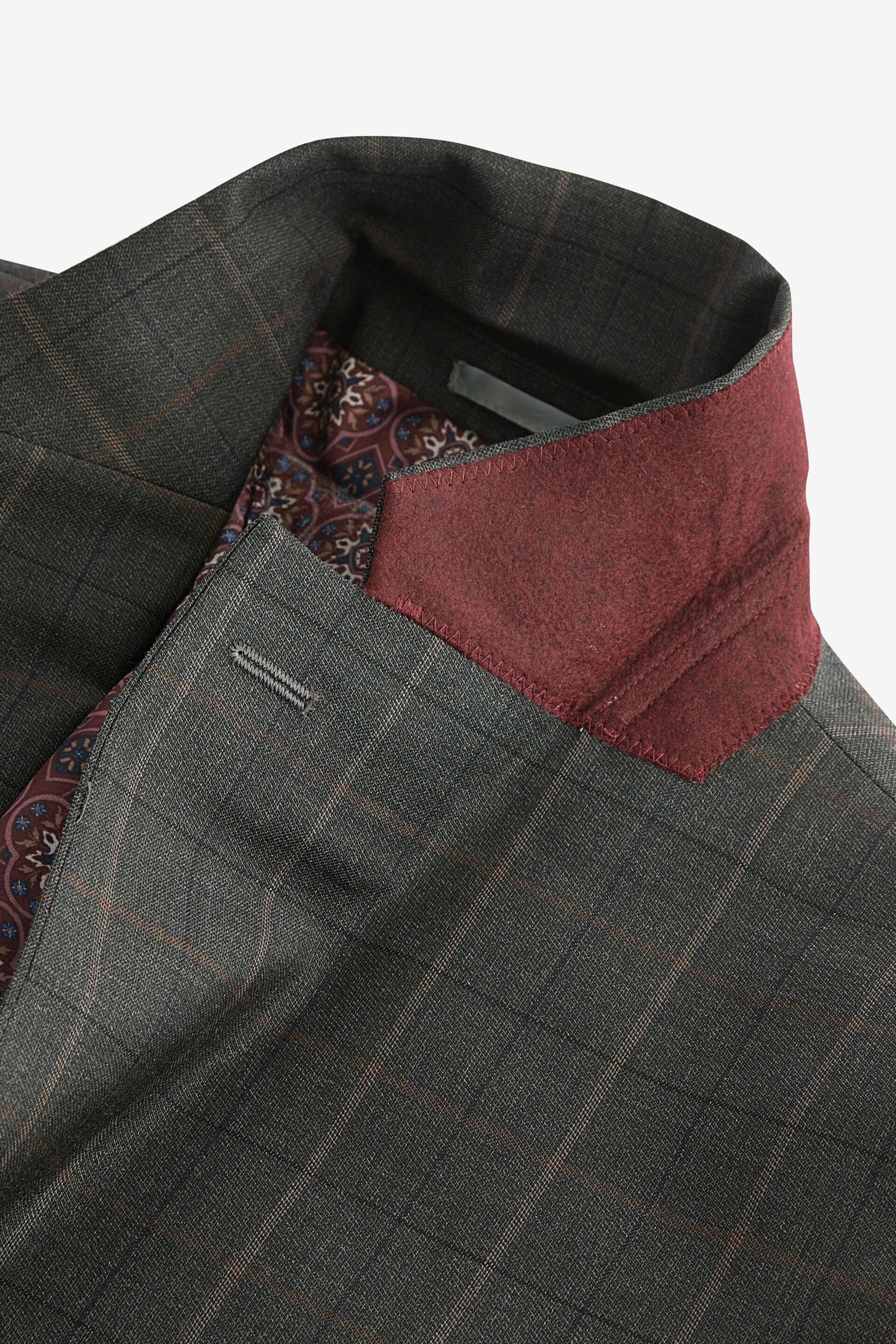 Green Tailored Fit Signature Empire Mills British Fabric Check Suit Jacket - Image 10 of 11