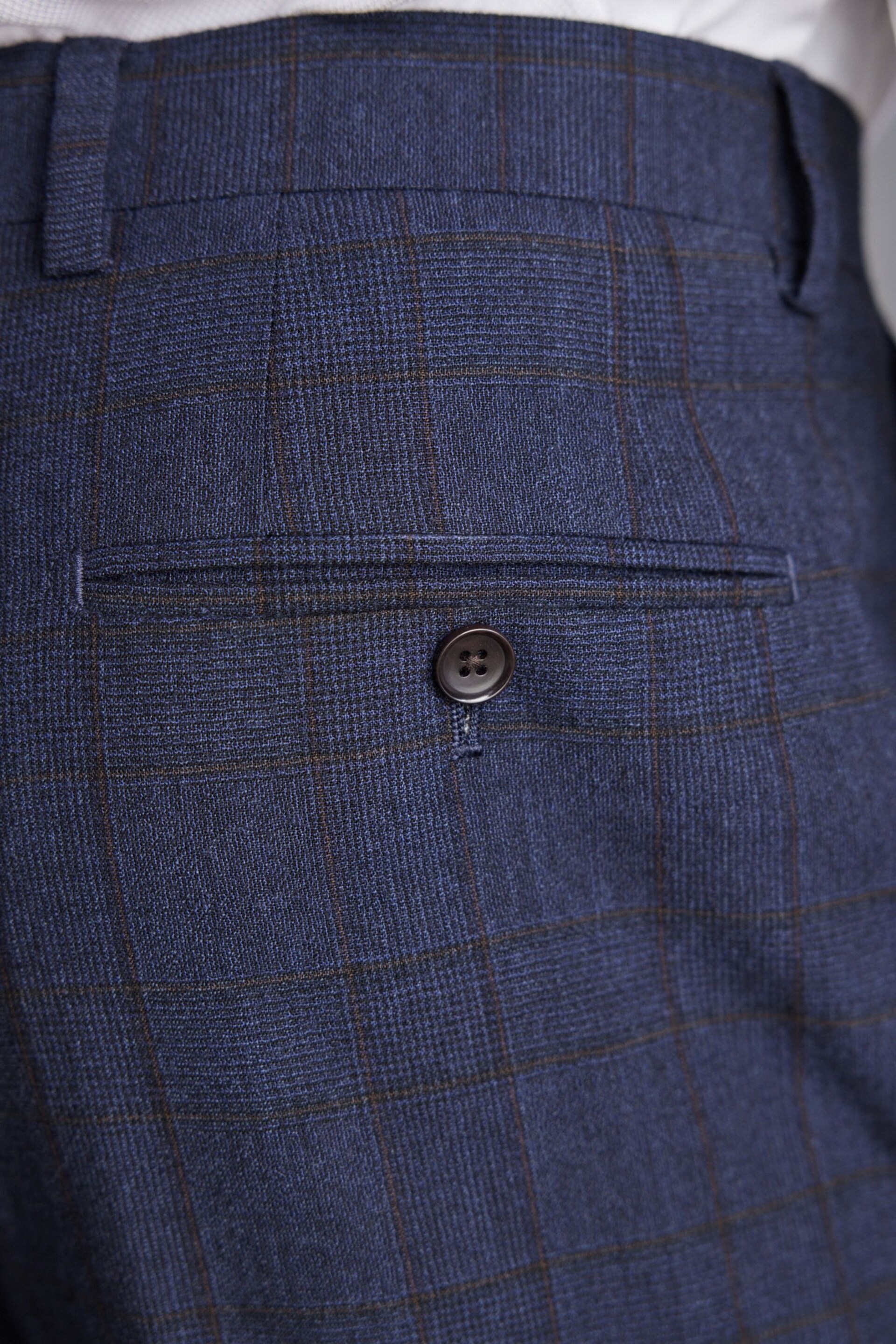 Navy Signature Italian Fabric Check Suit: Trousers - Image 11 of 12