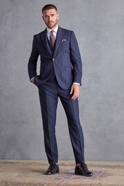 Navy Signature Italian Fabric Check Suit: Trousers - Image 4 of 12