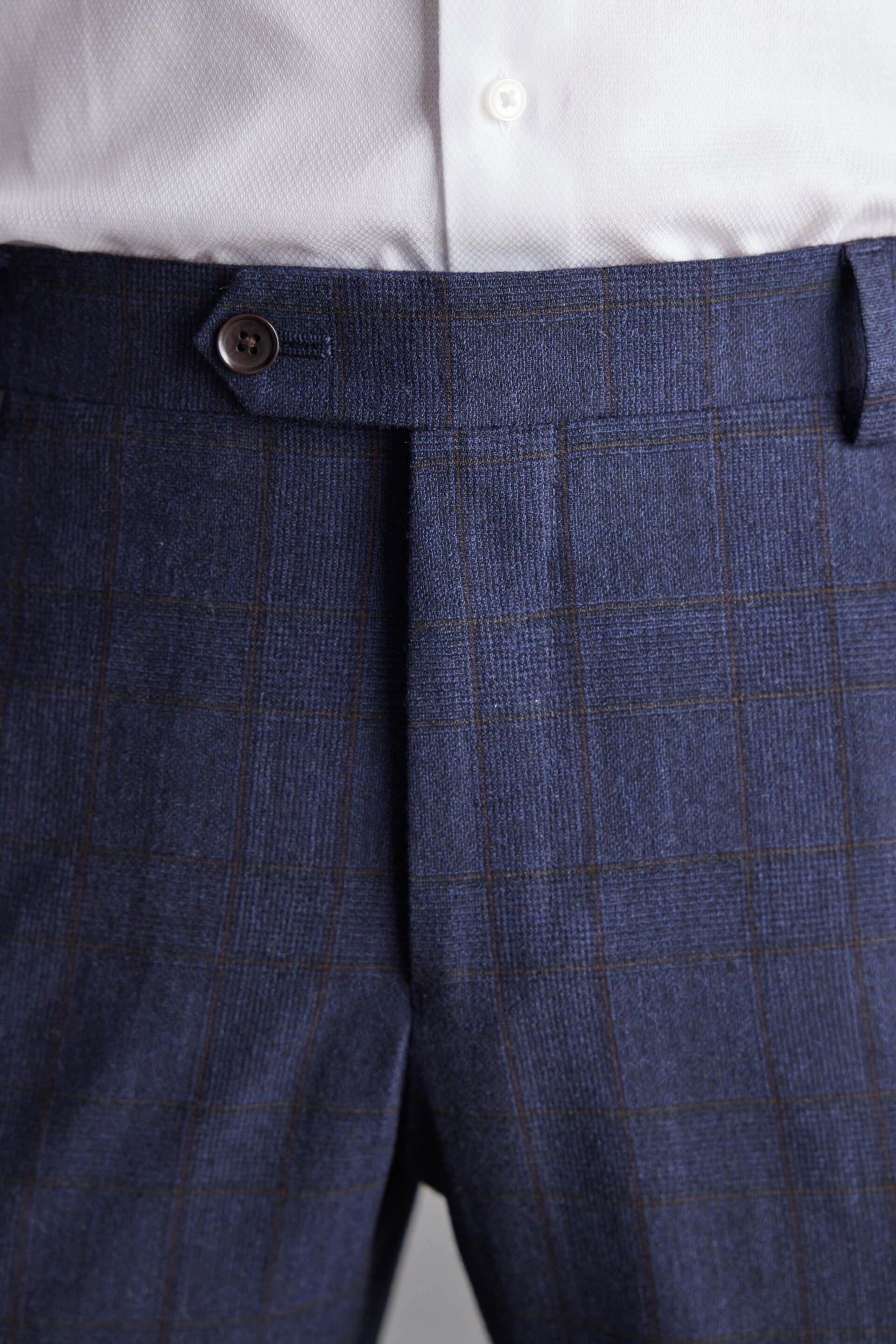 Navy Signature Italian Fabric Check Suit: Trousers - Image 6 of 12