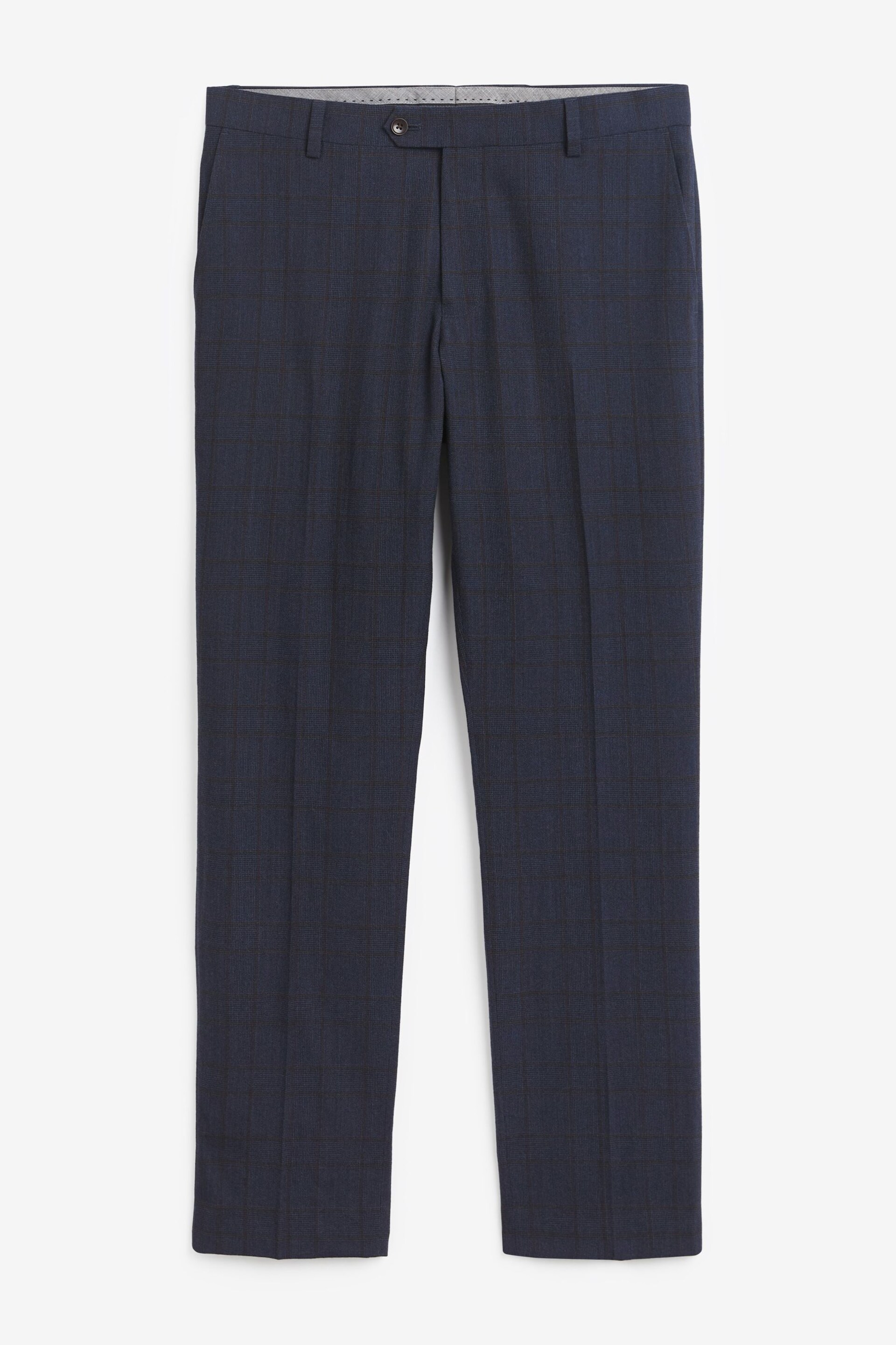 Navy Signature Italian Fabric Check Suit: Trousers - Image 7 of 12