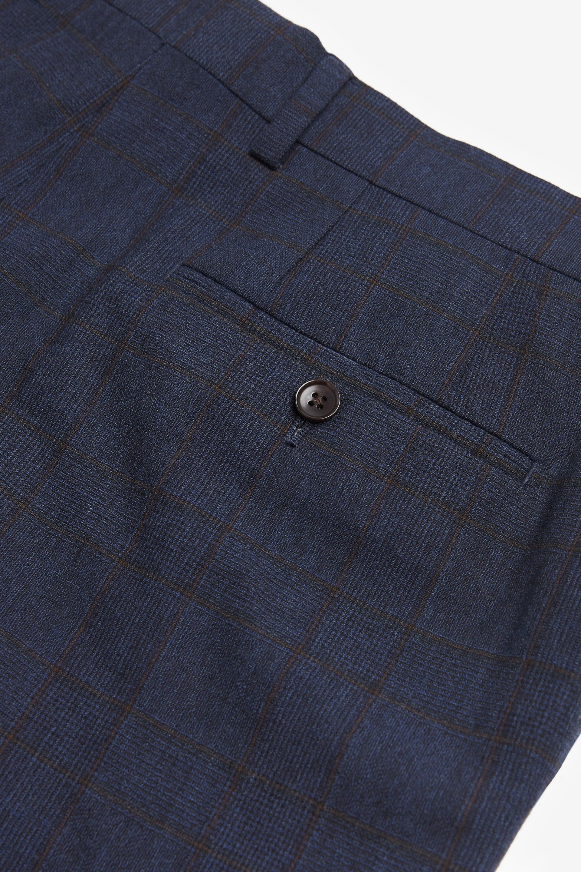Navy Signature Italian Fabric Check Suit: Trousers - Image 9 of 12