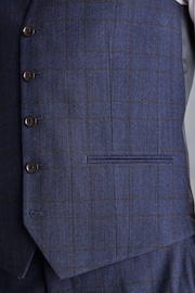 Navy Blue Signature Italian Fabric Check Suit Waistcoat - Image 6 of 11