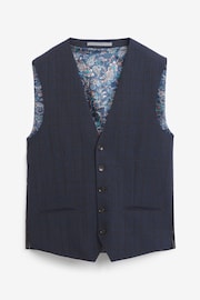 Navy Blue Signature Italian Fabric Check Suit Waistcoat - Image 7 of 11