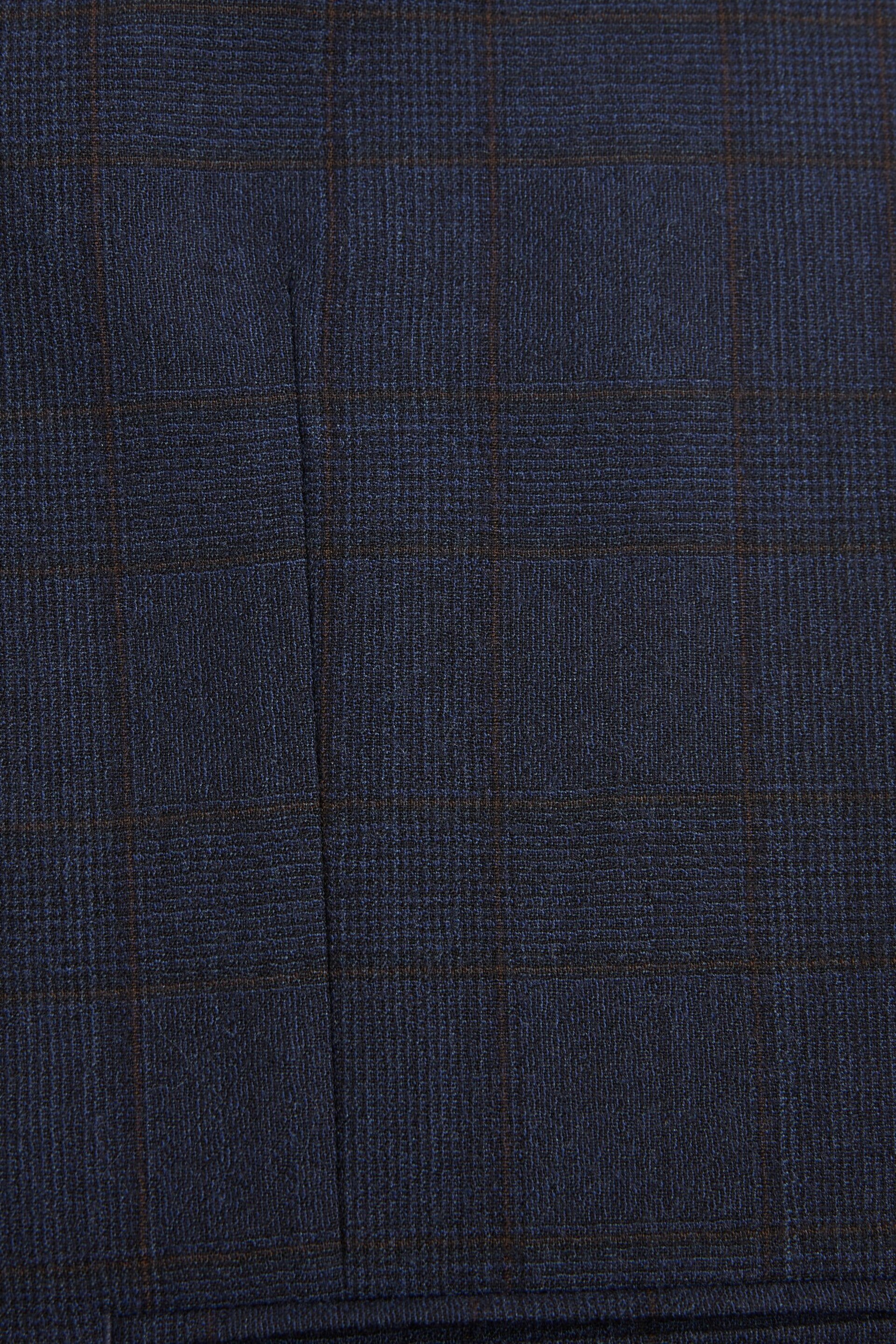 Navy Blue Signature Italian Fabric Check Suit Waistcoat - Image 8 of 11