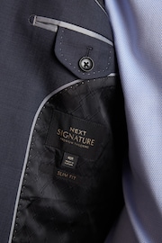 Blue Slim Fit Signature Zignone Italian Fabric Suit Jacket - Image 10 of 12