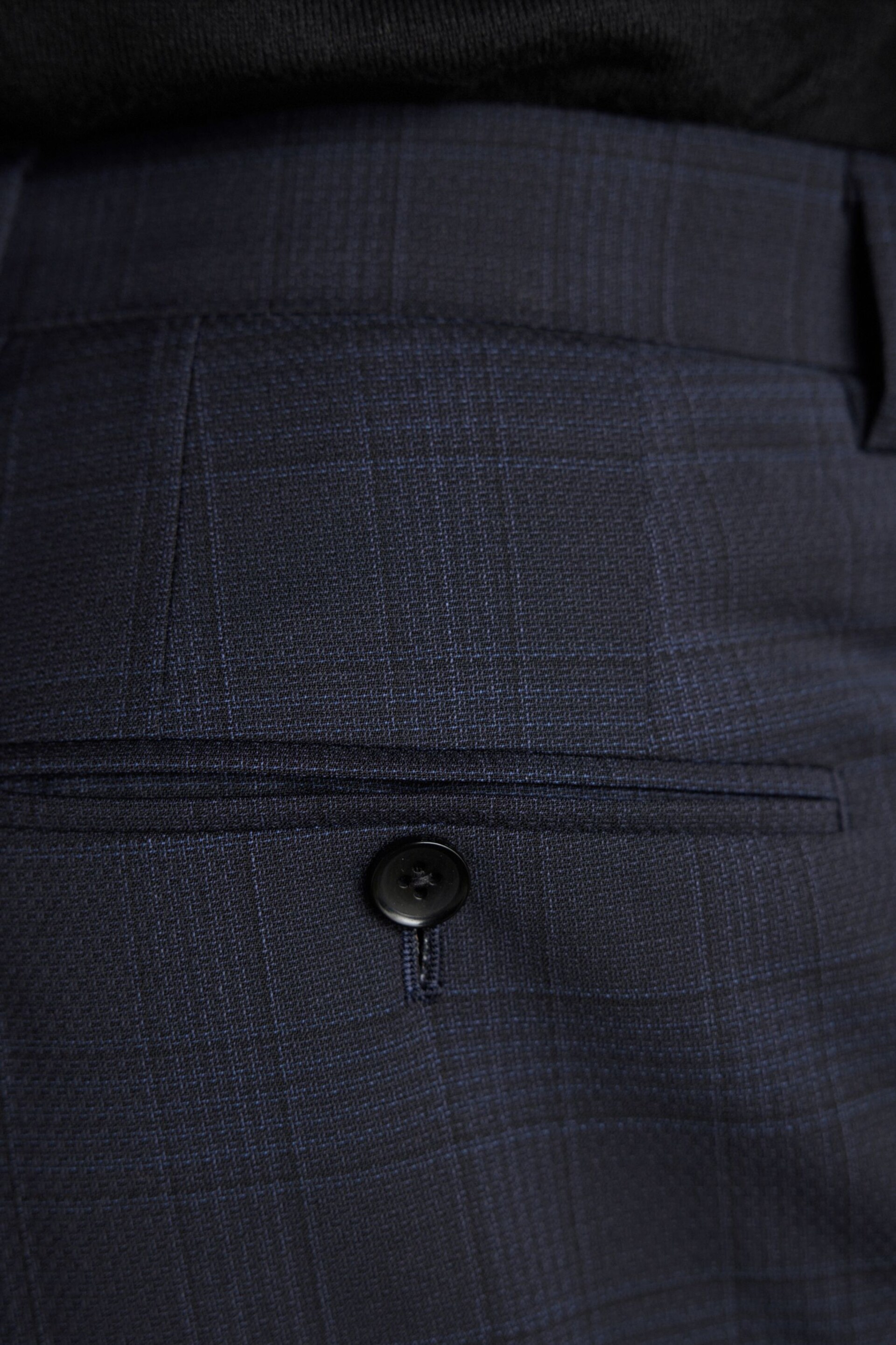 Navy Blue Signature Zignone Italian Fabric Check Suit Trousers - Image 5 of 10