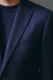 Blue Tailored Fit Signature Barberis Italian Fabric Wool Flannel Suit Jacket - Image 5 of 14