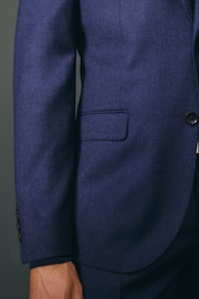 Blue Tailored Fit Signature Barberis Italian Fabric Wool Flannel Suit Jacket - Image 6 of 14