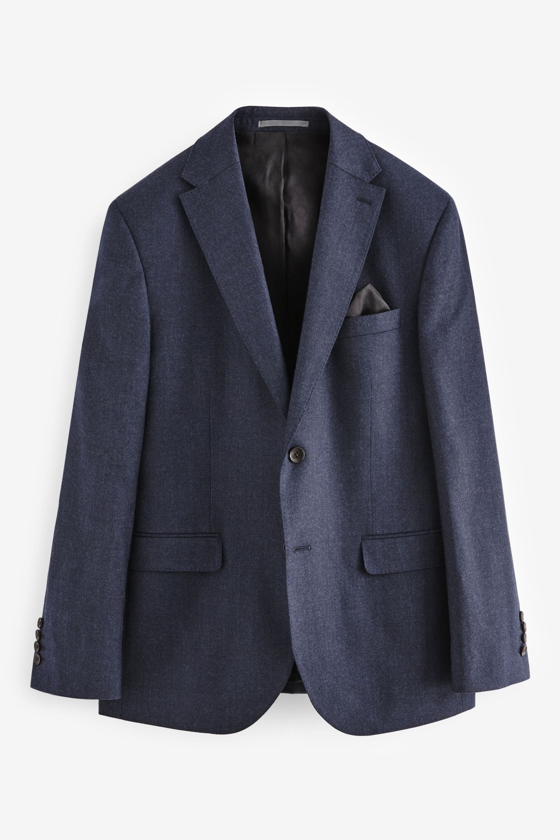 Blue Tailored Fit Signature Barberis Italian Fabric Wool Flannel Suit Jacket - Image 7 of 14