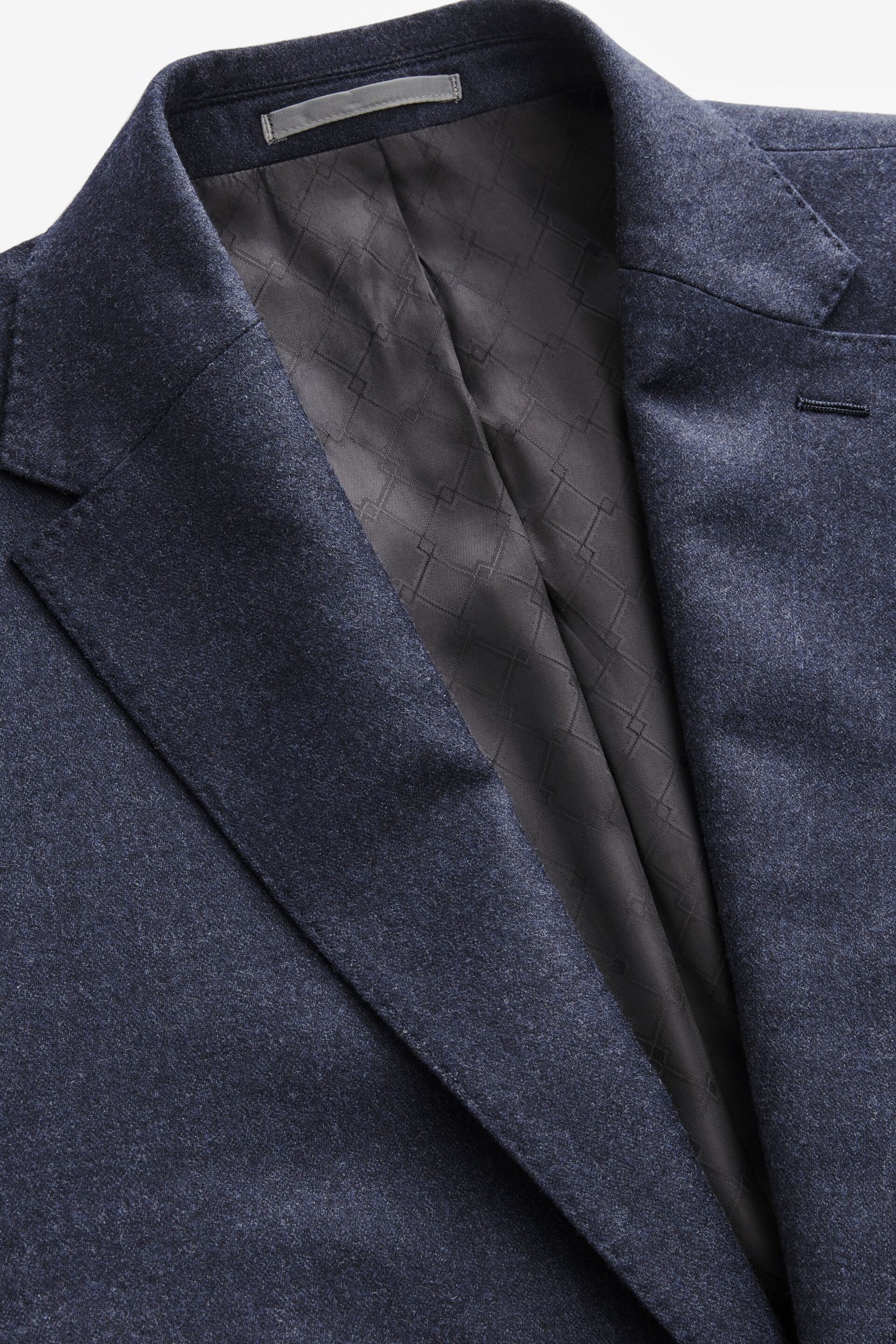 Blue Tailored Fit Signature Barberis Italian Fabric Wool Flannel Suit Jacket - Image 8 of 14