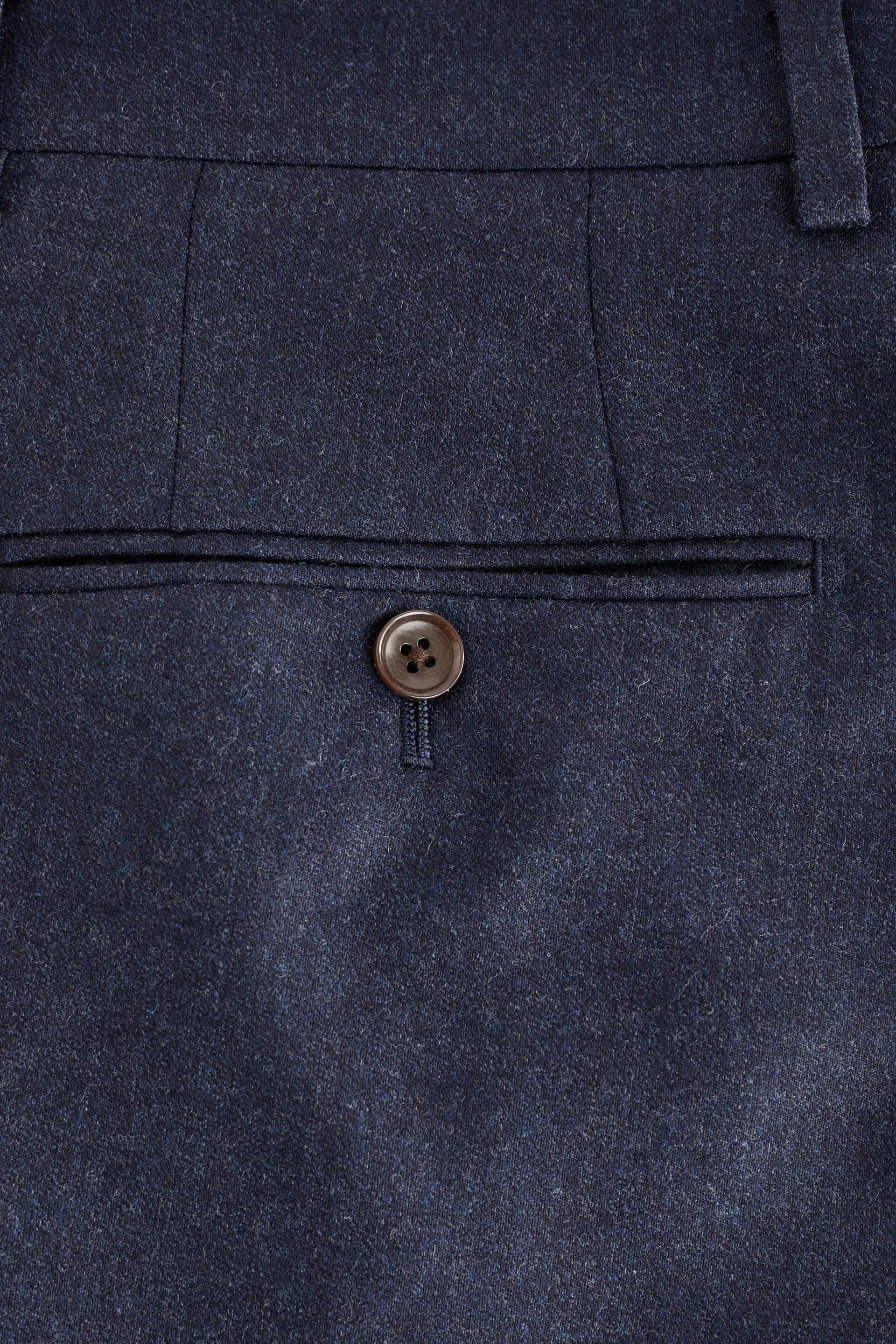 Blue Tailored Fit Signature Barberis Italian Fabric Wool Flannel Suit Trousers - Image 9 of 10