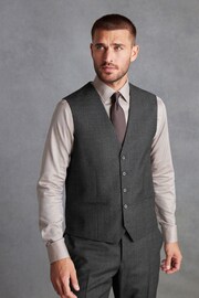 Charcoal Grey Regular Fit Signature TG Di Fabio Italian Fabric Check Waistcoat - Image 1 of 11