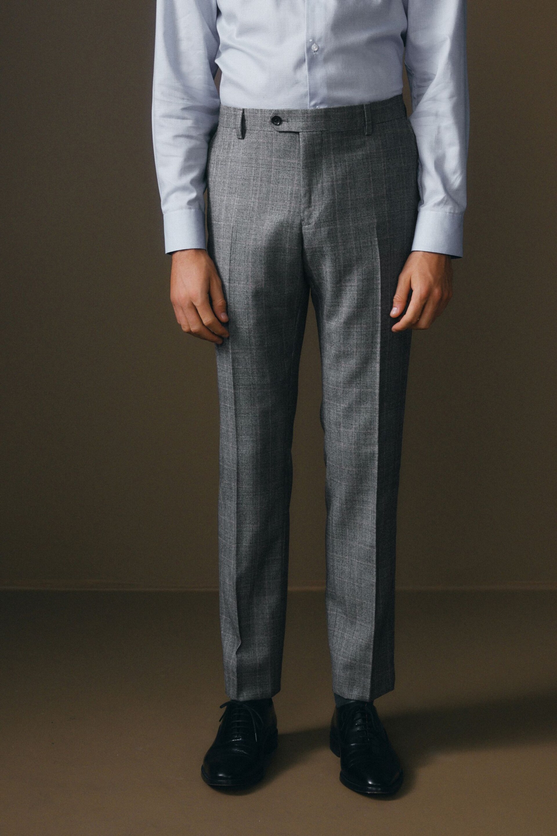 Grey Slim Fit Signature Cerruti Wool Check Suit Trousers - Image 1 of 11