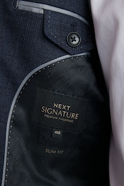 Navy Blue Slim Fit Signature Cerruti Wool Check Suit Jacket - Image 6 of 12