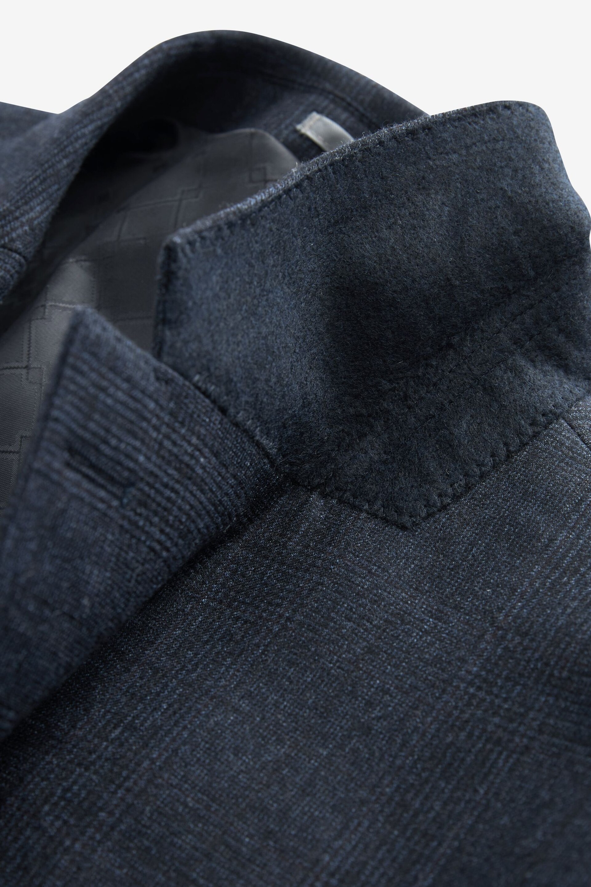 Navy Blue Slim Fit Signature Cerruti Wool Check Suit Jacket - Image 9 of 12