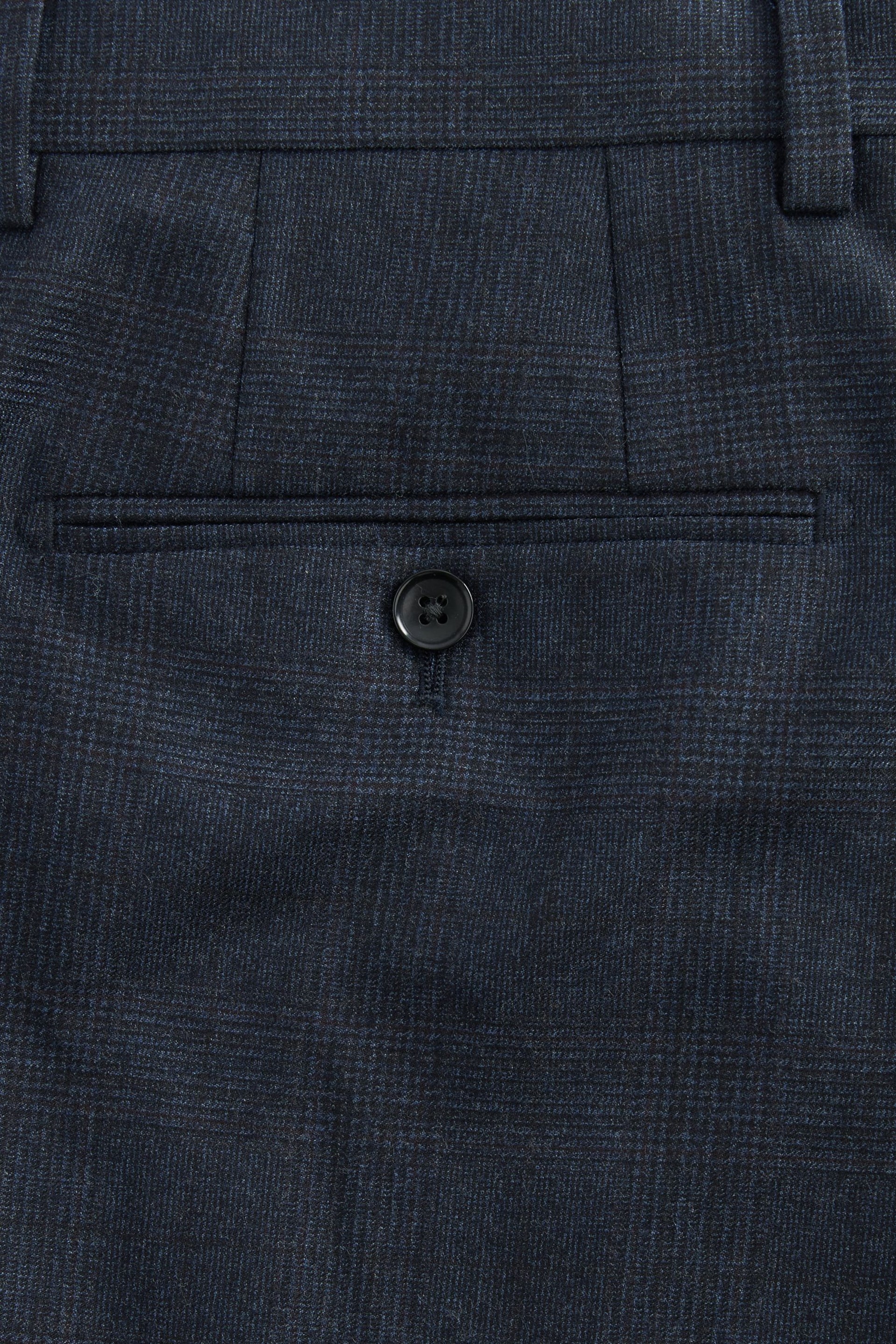 Navy Blue Slim Fit Signature Cerruti Wool Check Suit Trousers - Image 6 of 10