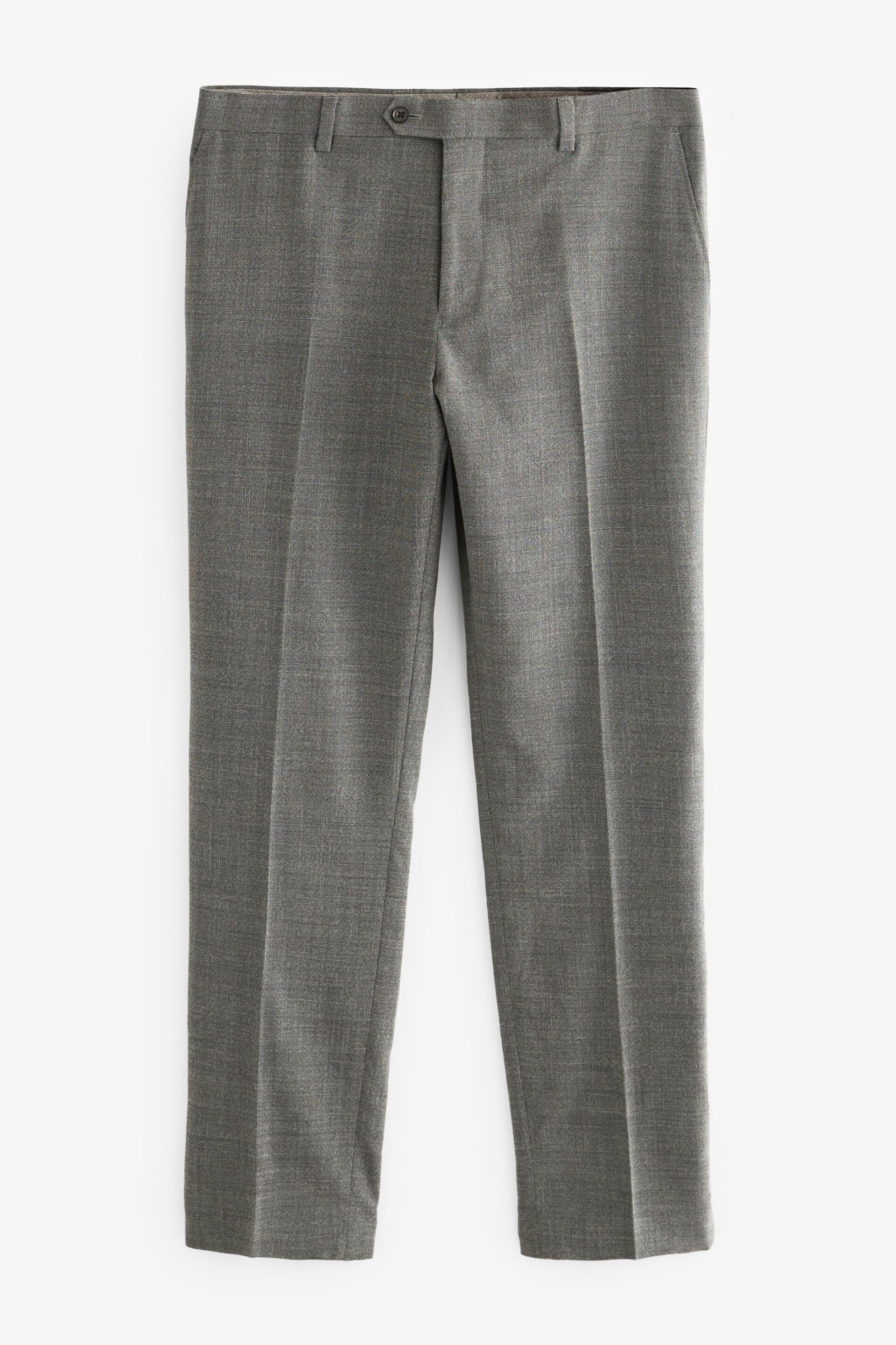 Grey Slim Fit Signature Marzotto Italian Fabric Textured Suit: Trousers - Image 7 of 11