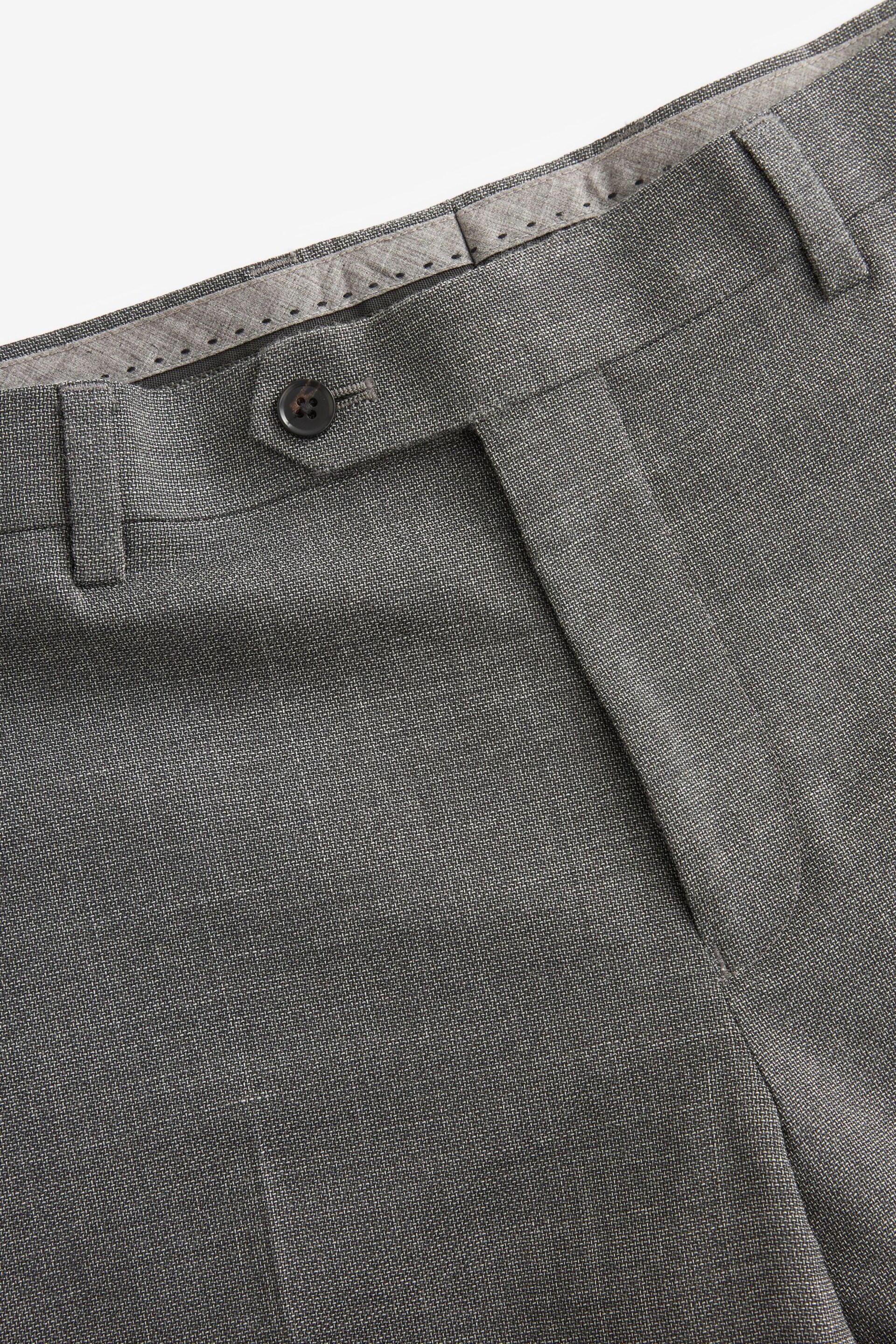 Grey Slim Fit Signature Marzotto Italian Fabric Textured Suit: Trousers - Image 8 of 11