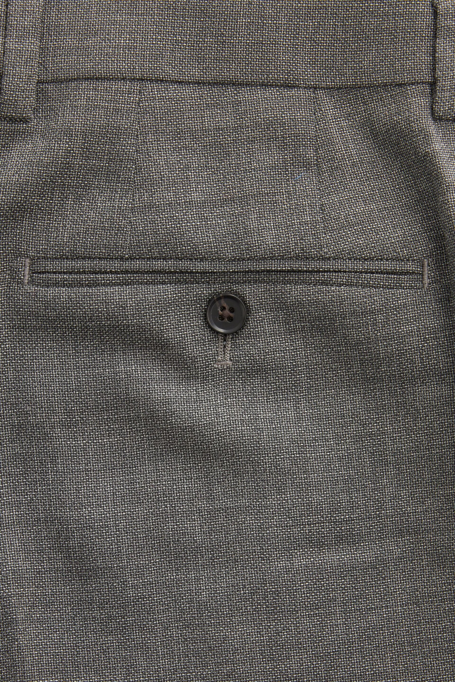 Grey Slim Fit Signature Marzotto Italian Fabric Textured Suit: Trousers - Image 9 of 11