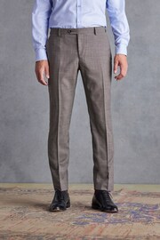 Taupe Slim Fit Signature Marzotto Italian Fabric Textured Suit: Trousers - Image 1 of 7