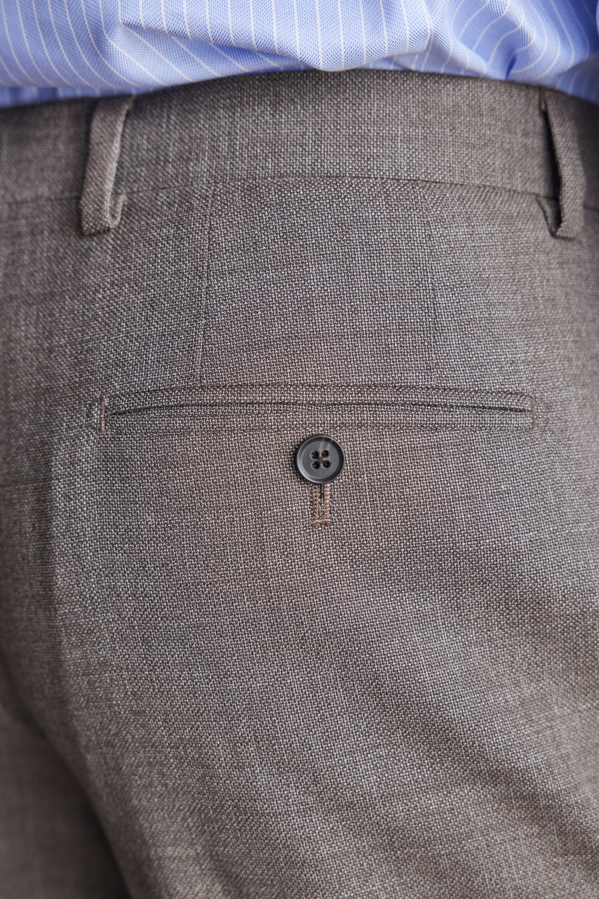 Taupe Slim Fit Signature Marzotto Italian Fabric Textured Suit: Trousers - Image 5 of 7