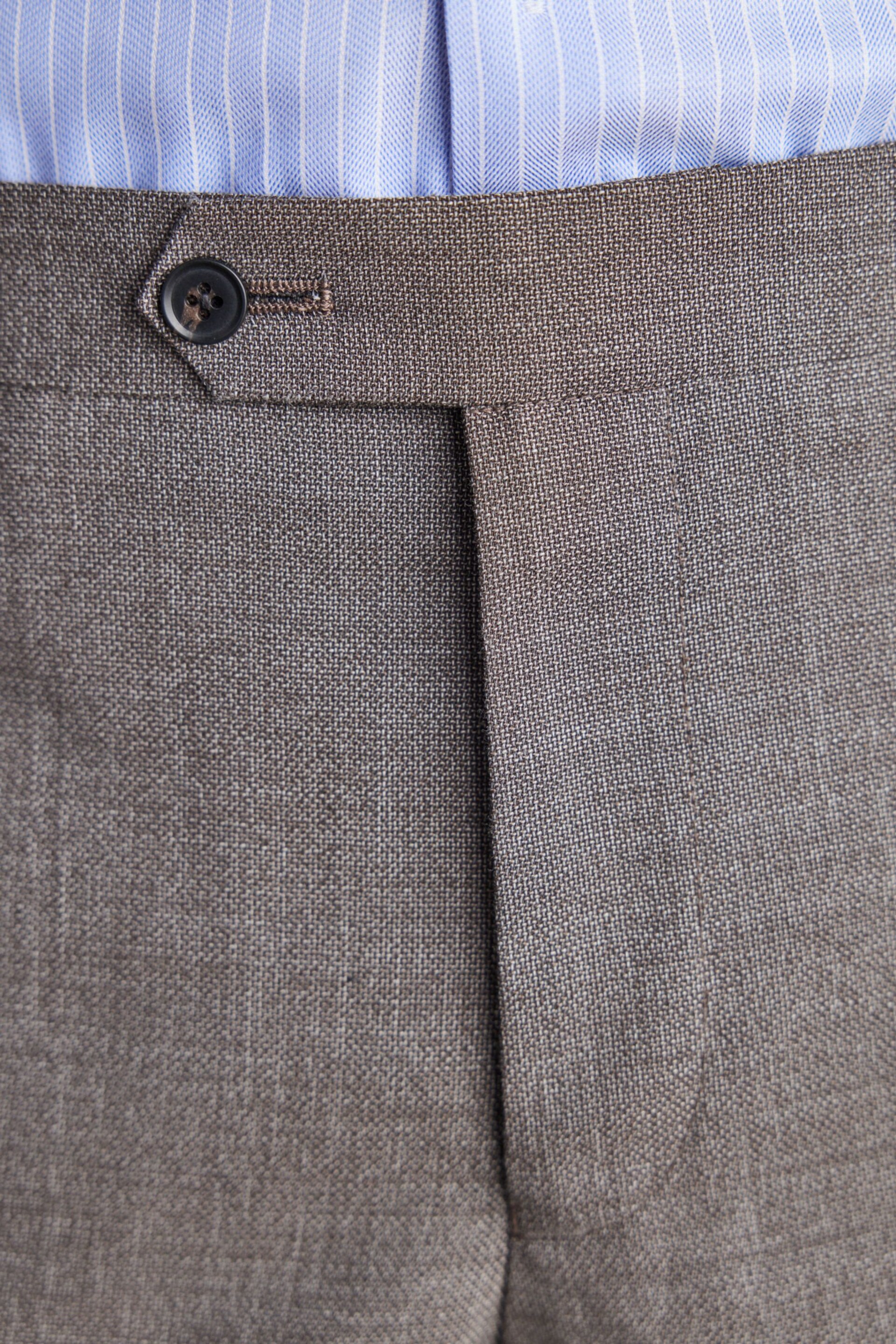 Taupe Slim Fit Signature Marzotto Italian Fabric Textured Suit: Trousers - Image 6 of 7