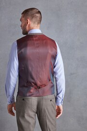 Taupe Slim Fit Signature Marzotto Italian Fabric Textured Waistcoat - Image 3 of 7