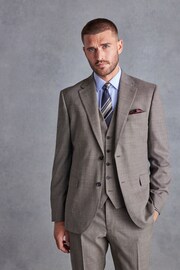 Taupe Slim Fit Signature Marzotto Italian Fabric Textured Waistcoat - Image 4 of 7