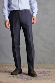 Navy Slim Fit Signature Marzotto Italian Fabric Textured Suit: Trousers - Image 1 of 11