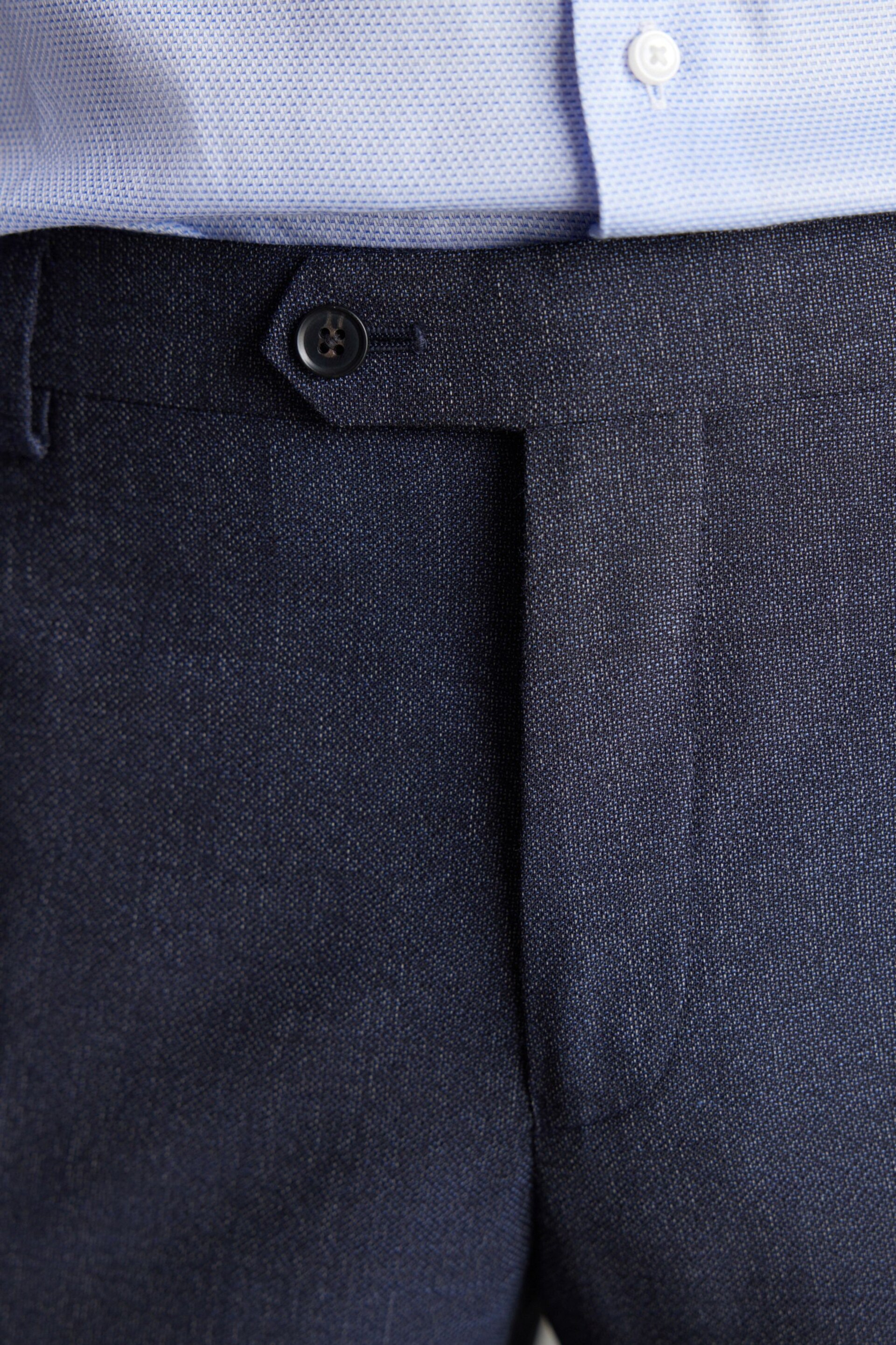 Navy Slim Fit Signature Marzotto Italian Fabric Textured Suit: Trousers - Image 5 of 11