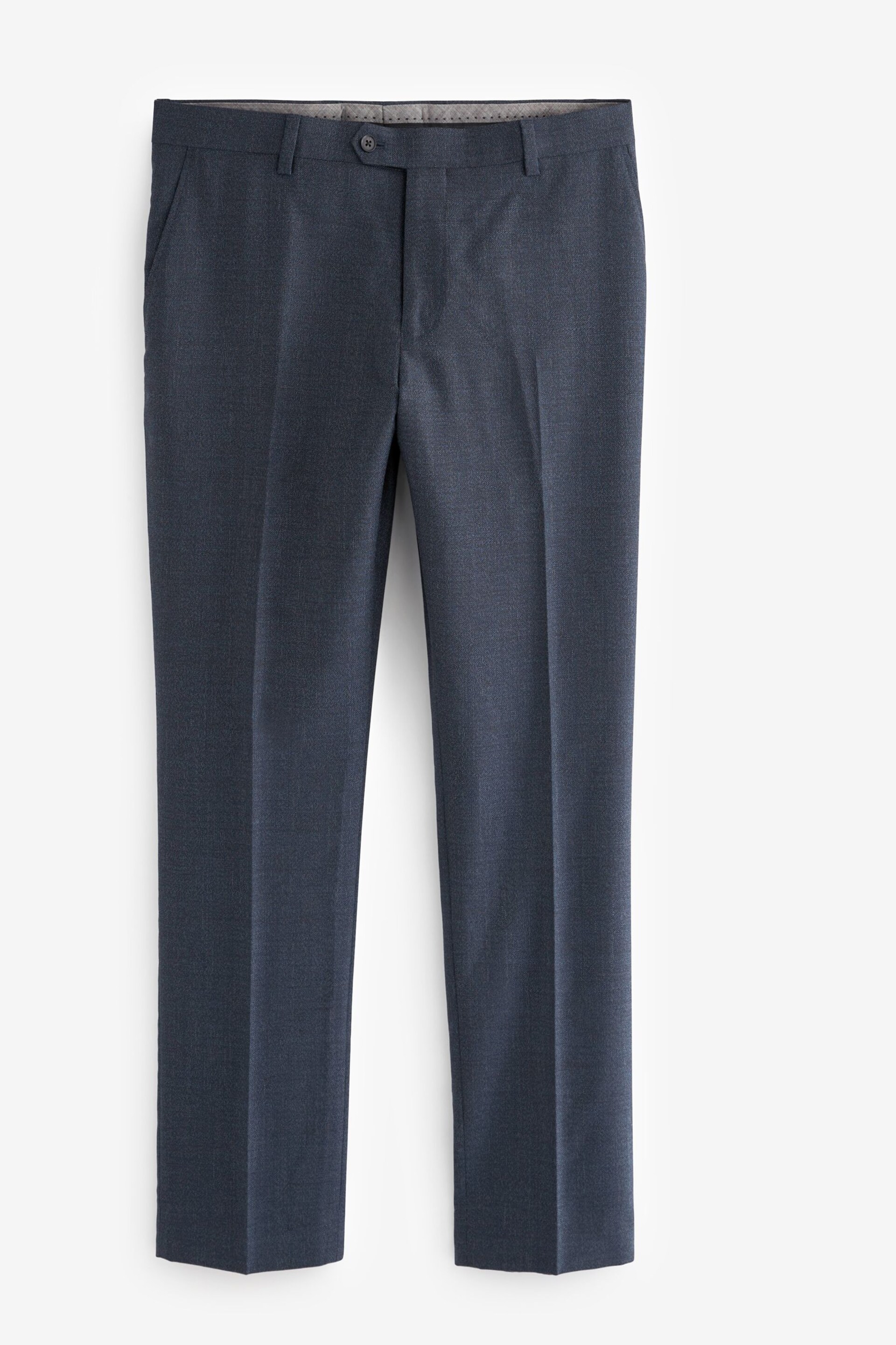 Navy Slim Fit Signature Marzotto Italian Fabric Textured Suit: Trousers - Image 7 of 11