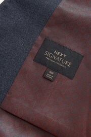 Navy Slim Fit Signature Marzotto Italian Fabric Textured Waistcoat - Image 8 of 11