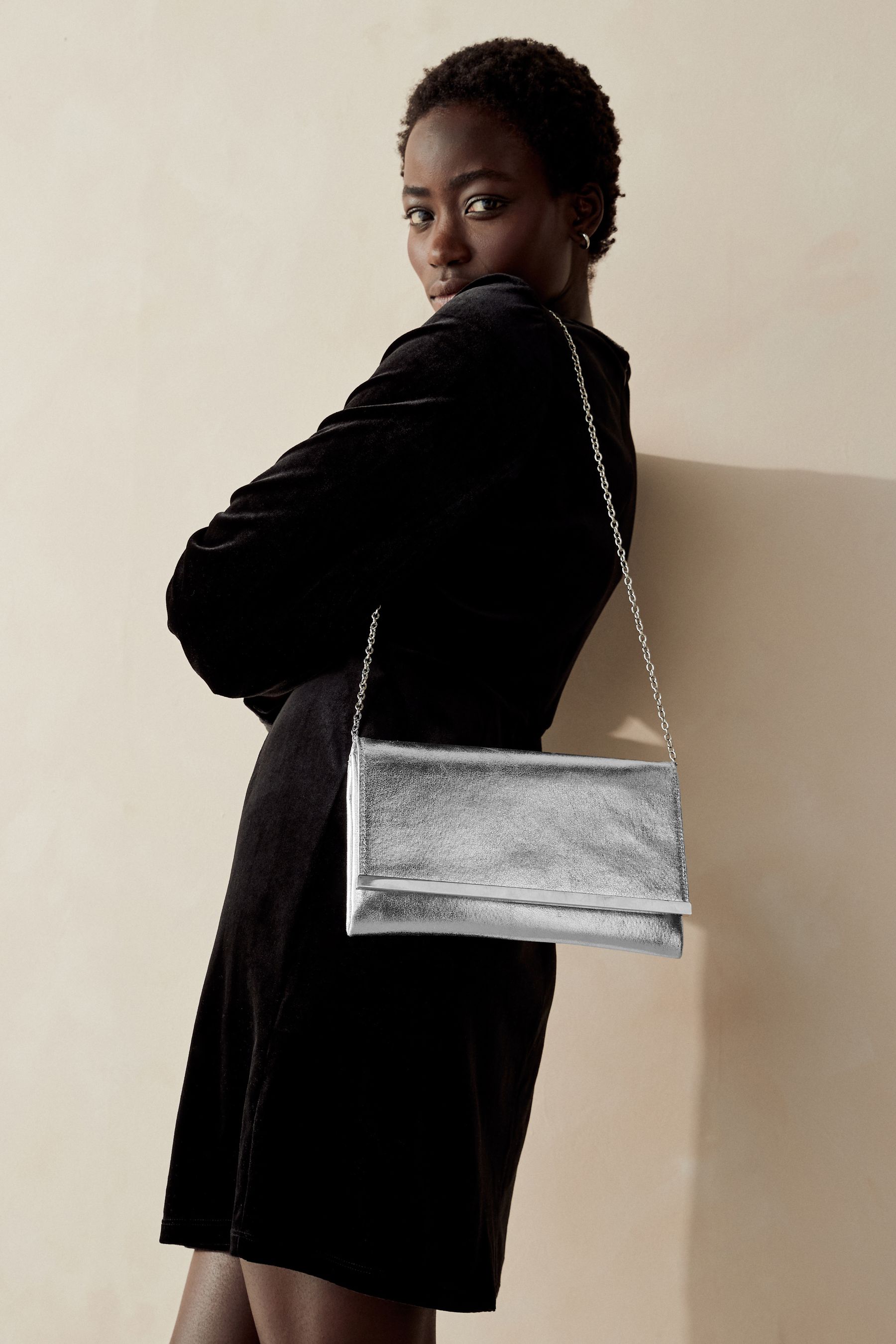 Next grey clutch bag on sale